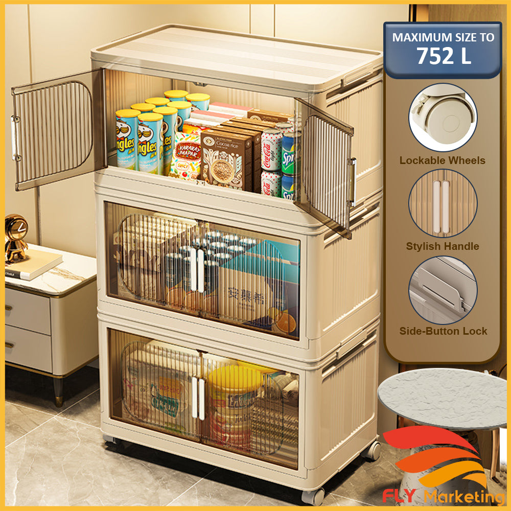Dual Foldable Kitchen Storage Cabinet