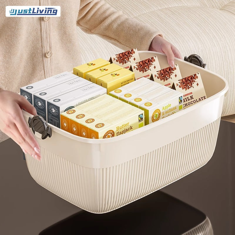 Large Capacity Storage Bins with Latching Lids - Stackable Plastic Organizer Box for Toys/Clothes/Snacks, Durable & Shatterproof Multi-Size Containers for Home/Kids Room