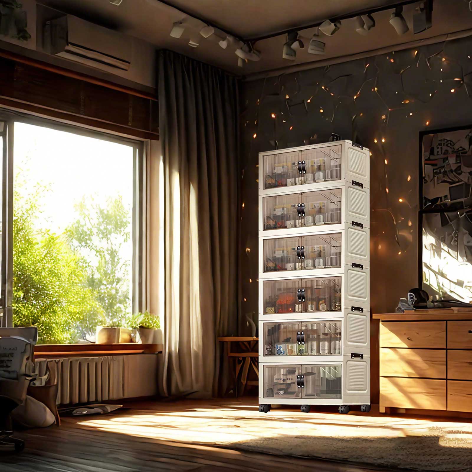 Wheeled Tiered Plastic Storage Drawers