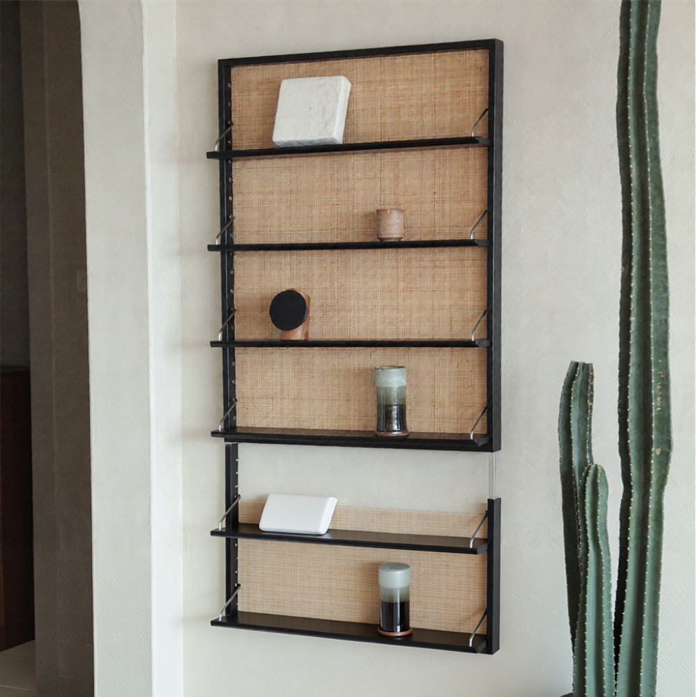 Rattan Teak Wall Shelves