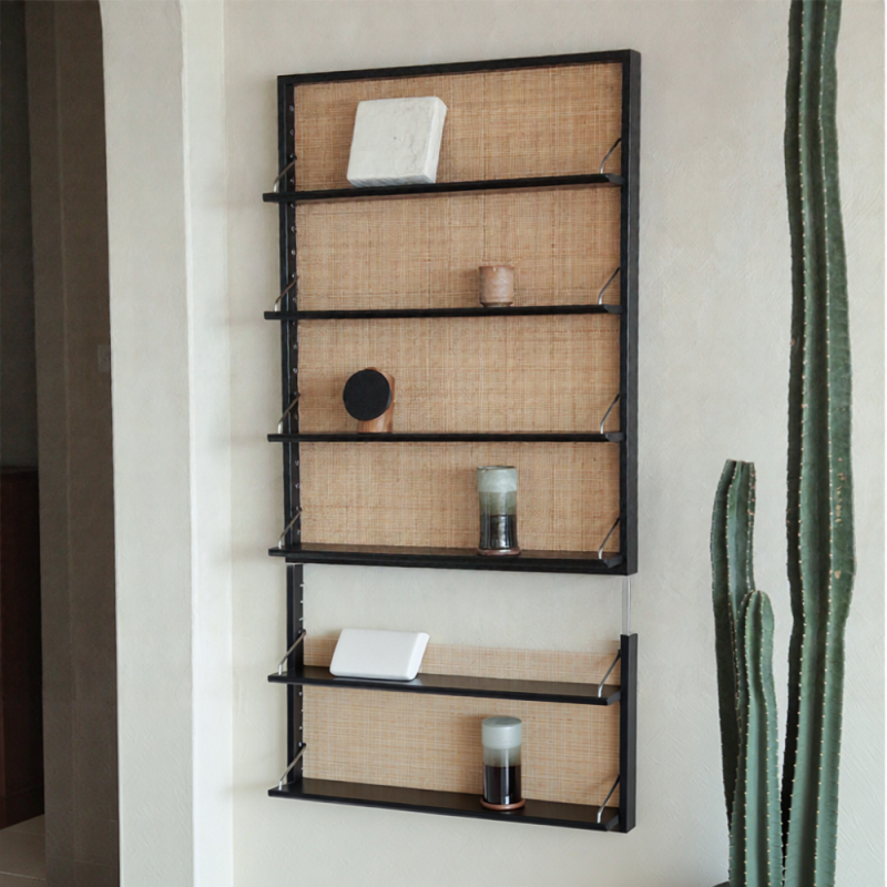Rattan Teak Wall Shelves