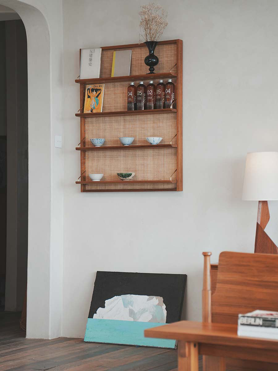 Rattan Teak Wall Shelves