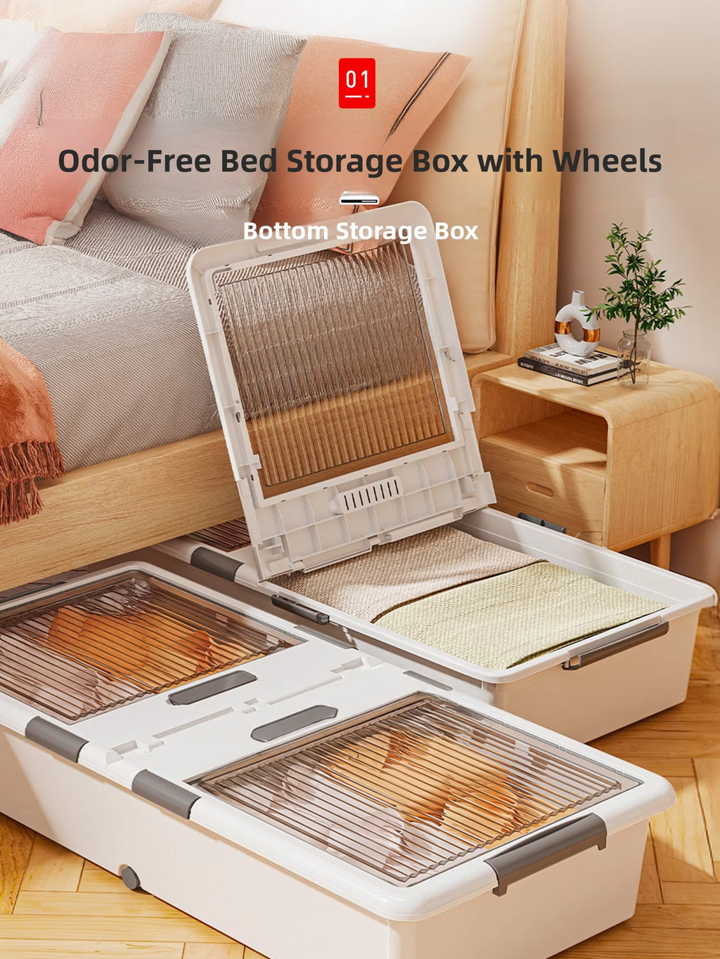 Flat Under Bed Storage Box with Wheels