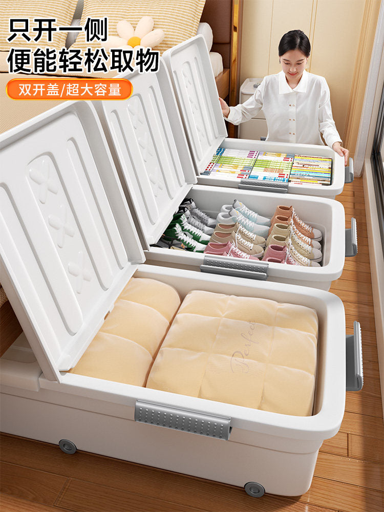 Large Capacity Plastic Wheeled Under Bed Storage Box