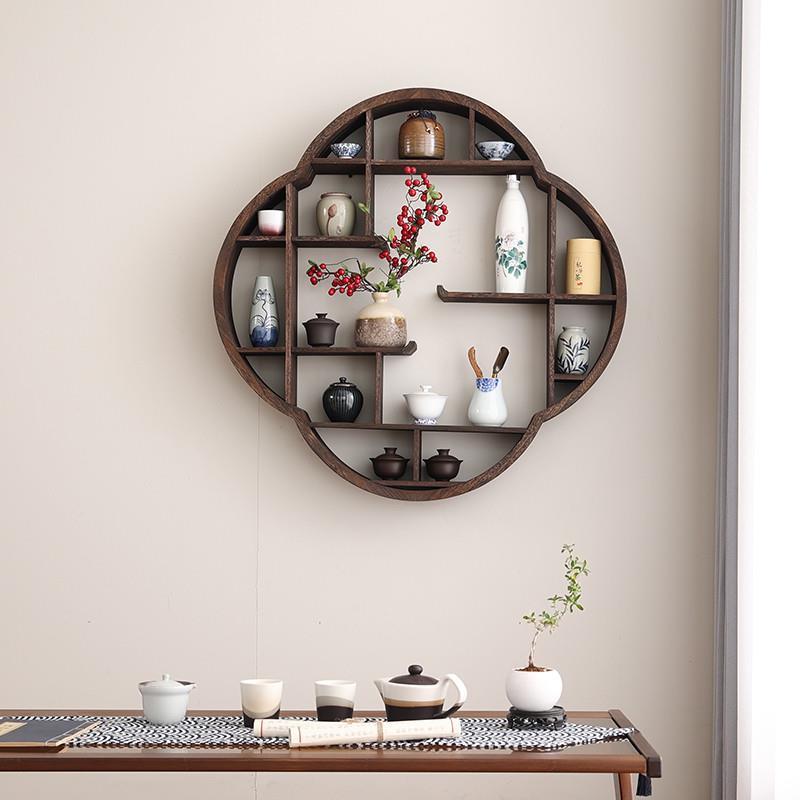 Solid Wood Plum Blossom Wall Shelf