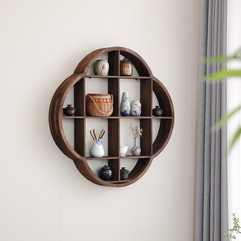 Solid Wood Plum Blossom Wall Shelf