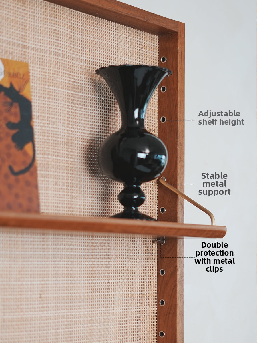 Rattan Teak Wall Shelves