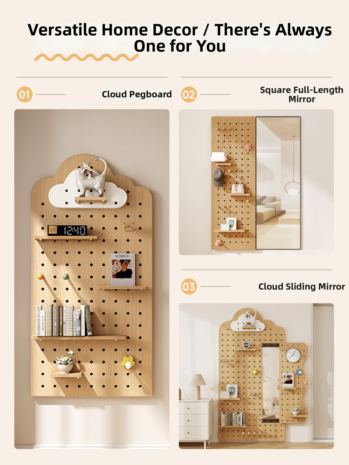 Full Length Mirror Wall Storage Shelf