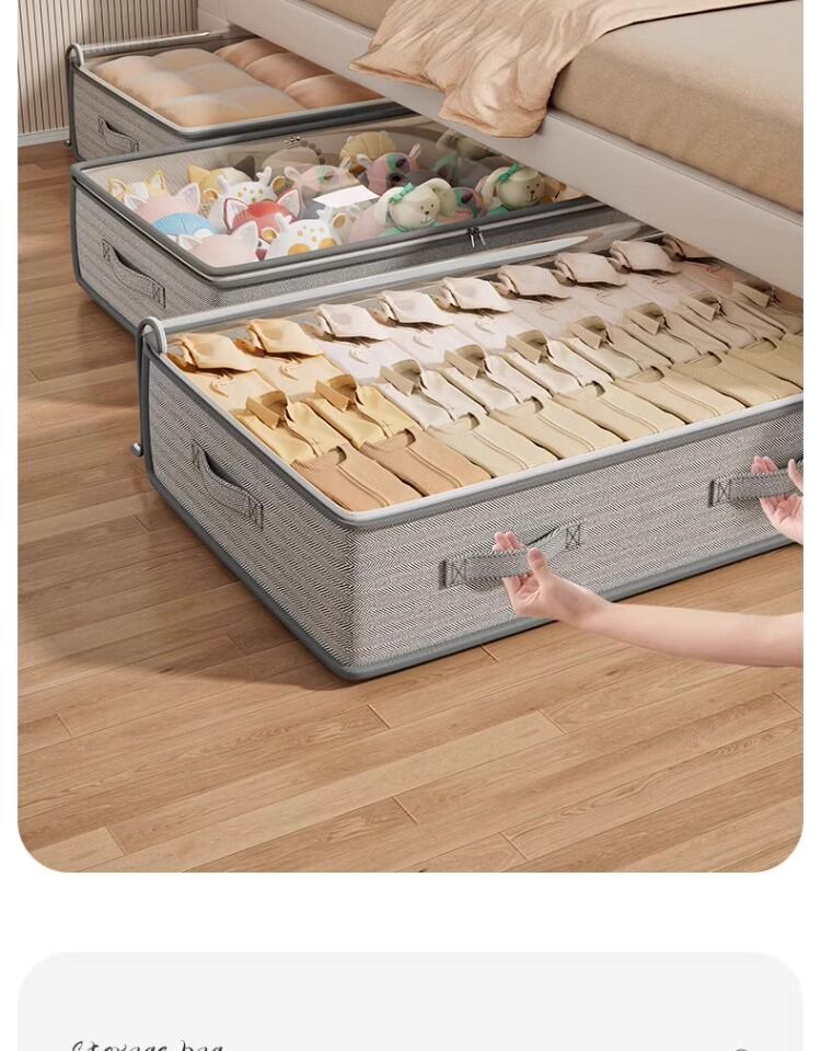 Transparent Flat Fabric Under Bed Storage Box