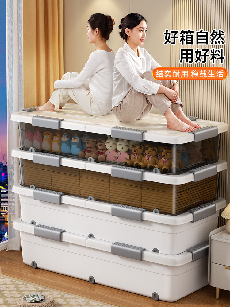 Large Capacity Plastic Wheeled Under Bed Storage Box