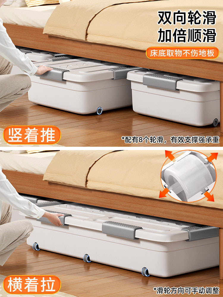 Large Capacity Plastic Wheeled Under Bed Storage Box