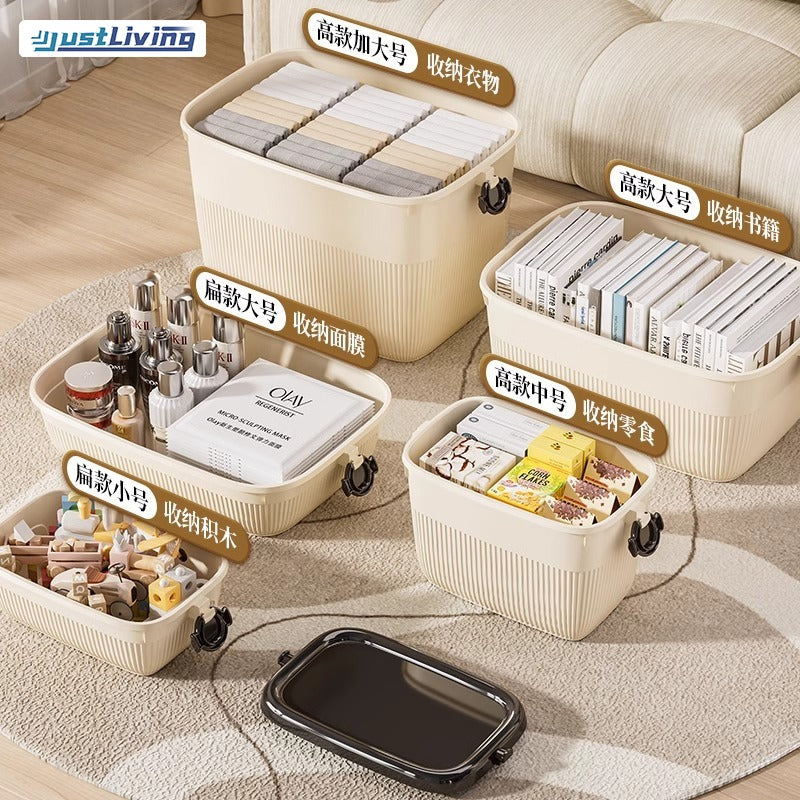 Large Capacity Storage Bins with Latching Lids - Stackable Plastic Organizer Box for Toys/Clothes/Snacks, Durable & Shatterproof Multi-Size Containers for Home/Kids Room