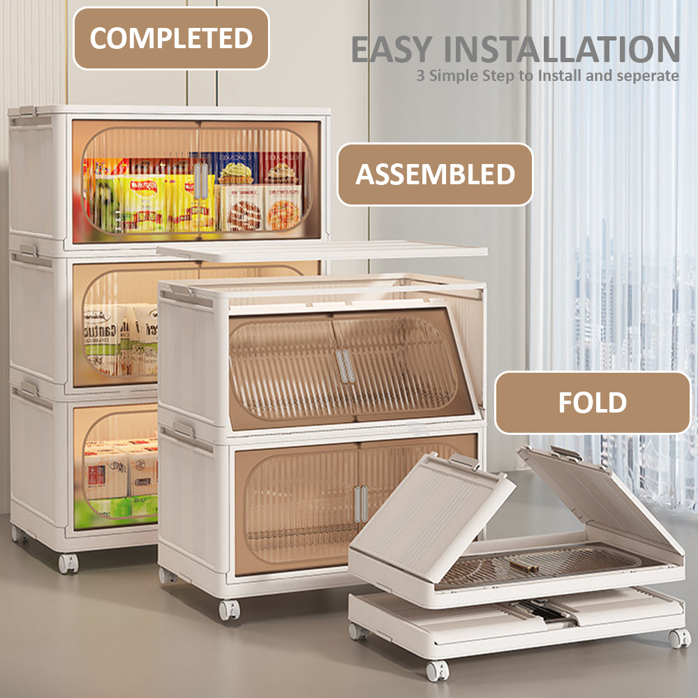 Dual Foldable Kitchen Storage Cabinet